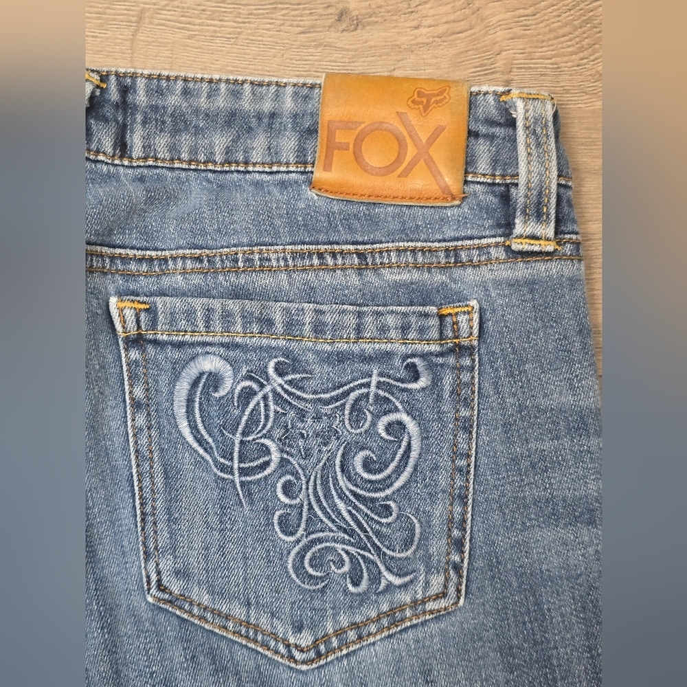 Fox Racing Y2K Womens Jeans Size 5 Lowrise Bootcut Medium Wash Moto Grunge - Picture 4 of 12